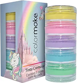 Pintura Facial Cremosa, Colormake, Unicórnio, 4 Gramas, 5 Cores Sortidas