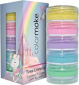 Pintura Facial Cremosa, Colormake, Unicórnio, 4 Gramas, 5 Cores Sortidas
