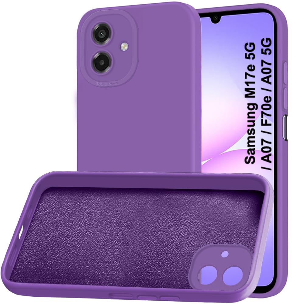 TheGiftKart Liquid Silicon Back Cover Case for Samsung Galaxy M17e 5G / A07 / F70e / A07 5G | Stylish Camera Protection Module | Micro-Fibre Lining Inside | Shockproof Cover Case (Silicone, Purple)-image-7