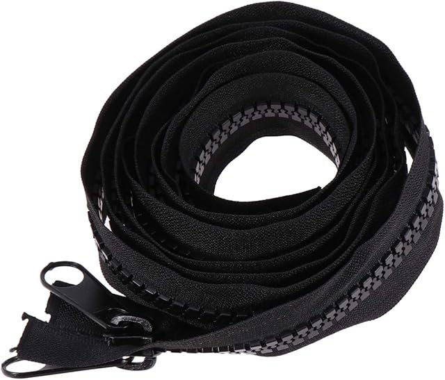 EXCEART Large Plastic Zipper Heavy Duty Zippers with Double Pull Tab Slider DIY Sewing Craft Zippers for Sleeping Bag Tent Boat Trampoline 200CM