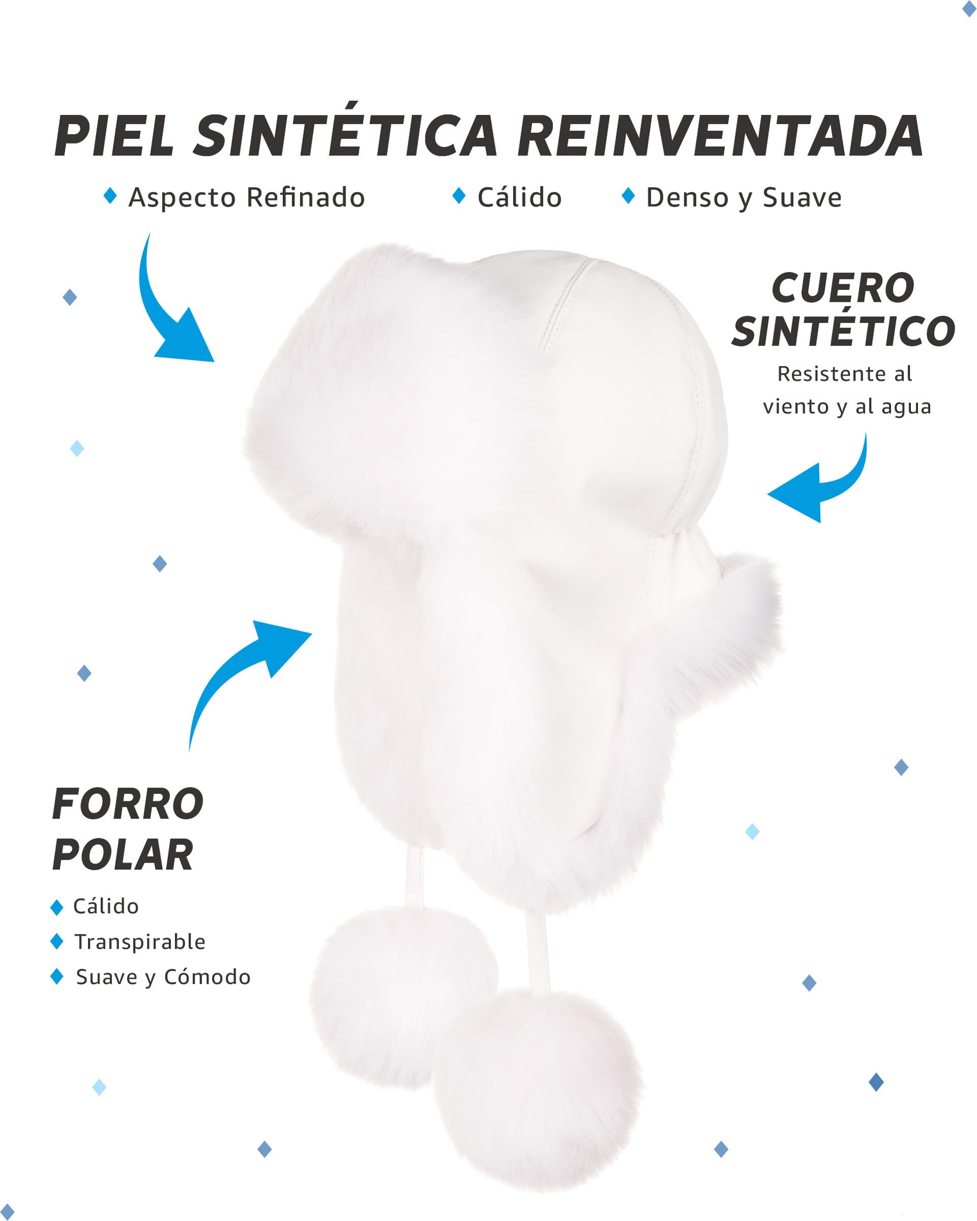Futrzane Sombrero de Bombardero - Gorro con Cuero y Piel Sintetica para Mujer
