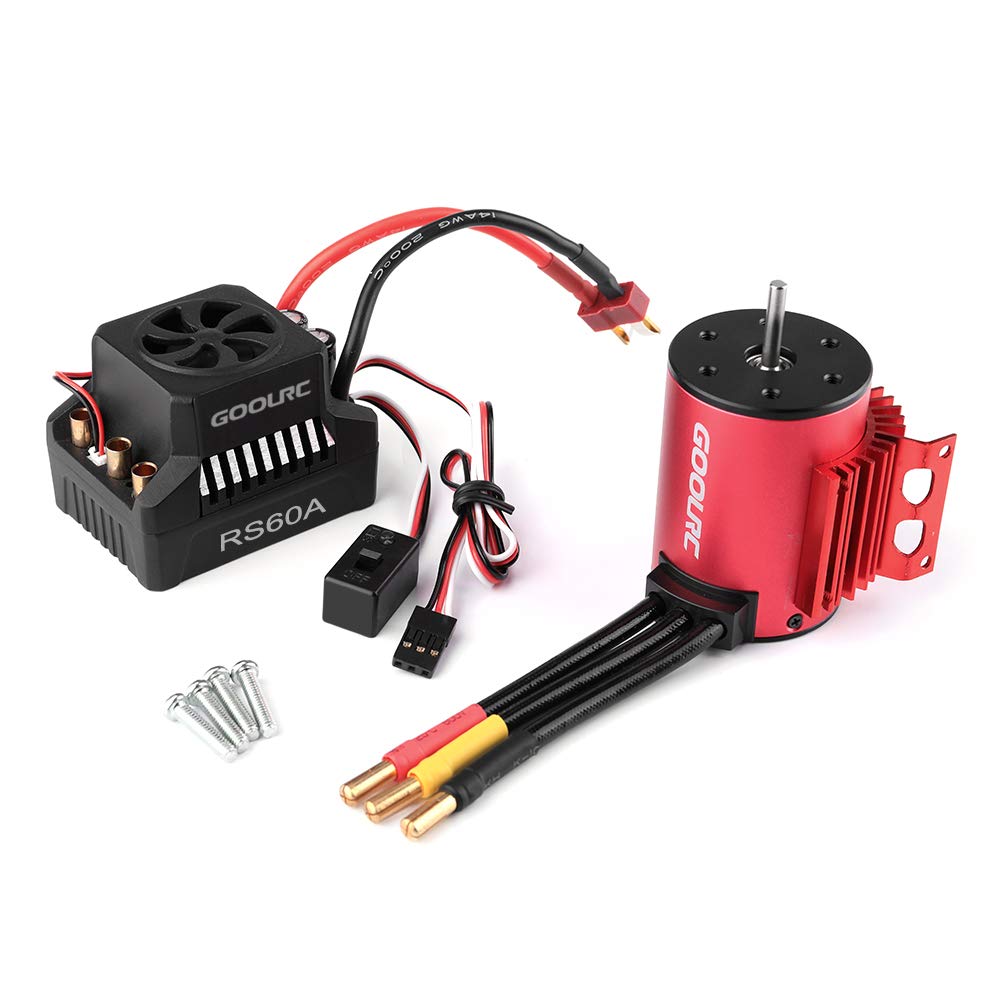 GoolRC 3650 3900KV Brushless Motor with Heat Sink 60A Brushless ESC 6V/3A BEC Combo for 1/10 RC Car 