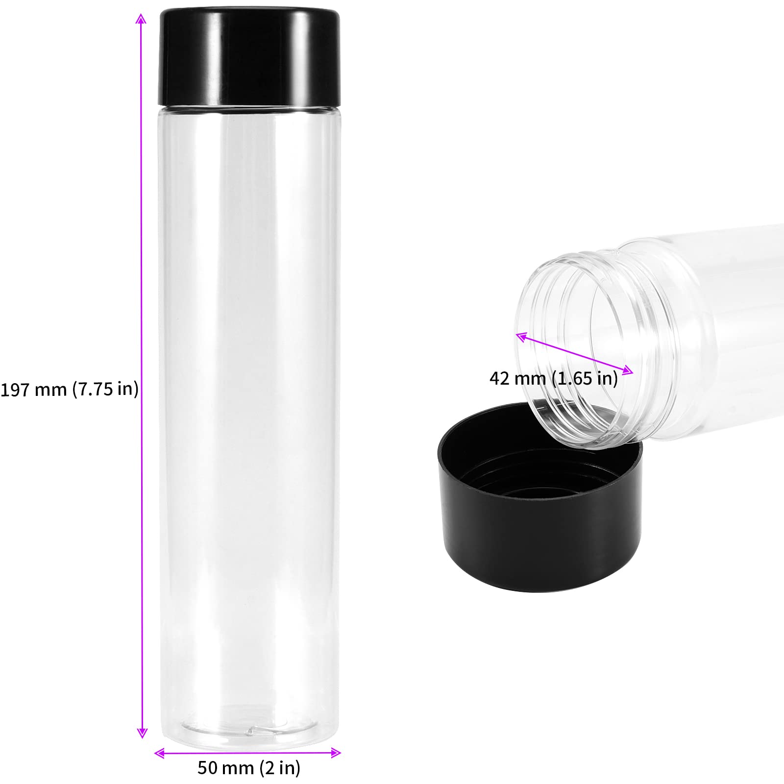 JEUIHAU Paquete de 20 botellas de jugo de plástico PET transparente de 350 ml con tapas negras, botellas de jugo de plástico vacías, jugos, leche y bebidas caseras