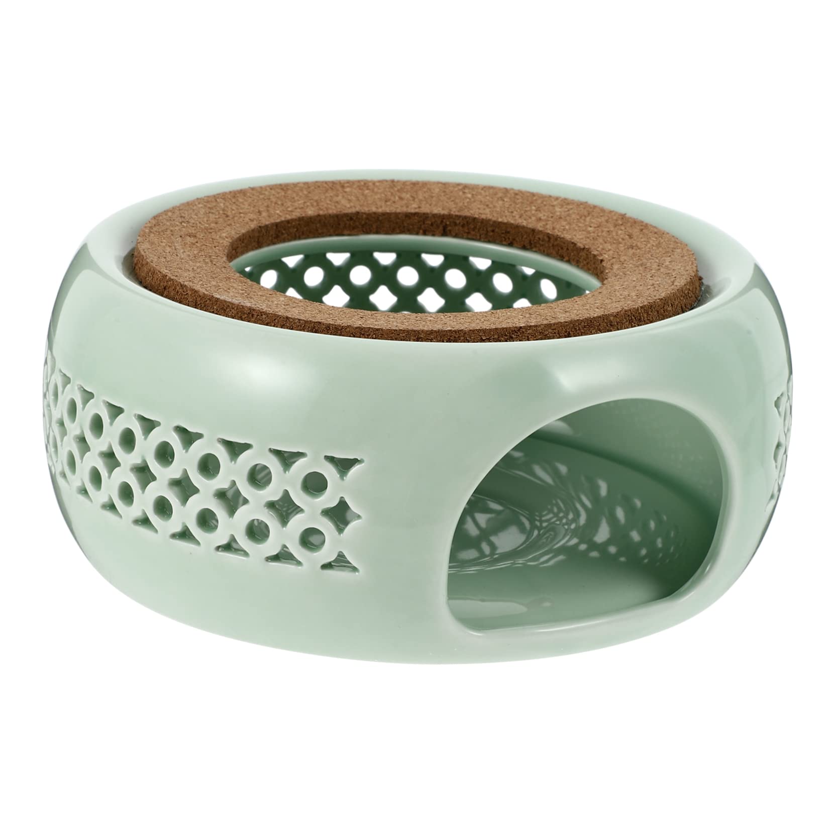 OFFSCH 1Pc Ceramic Tea Warmer Light Green Tea Stove for Heat Preservation Multi Functional Teapot Warmer Elegant Design for Scented Tea and Milk Heating