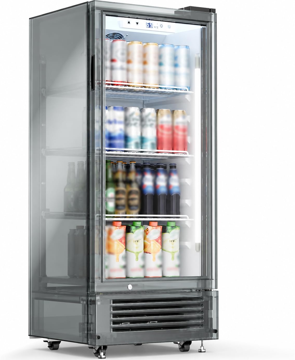 Kismile 6 Cu.Ft Commercial Refrigerator, Beverage Refrigerator with Double-Tempered Glass Door, Transparent