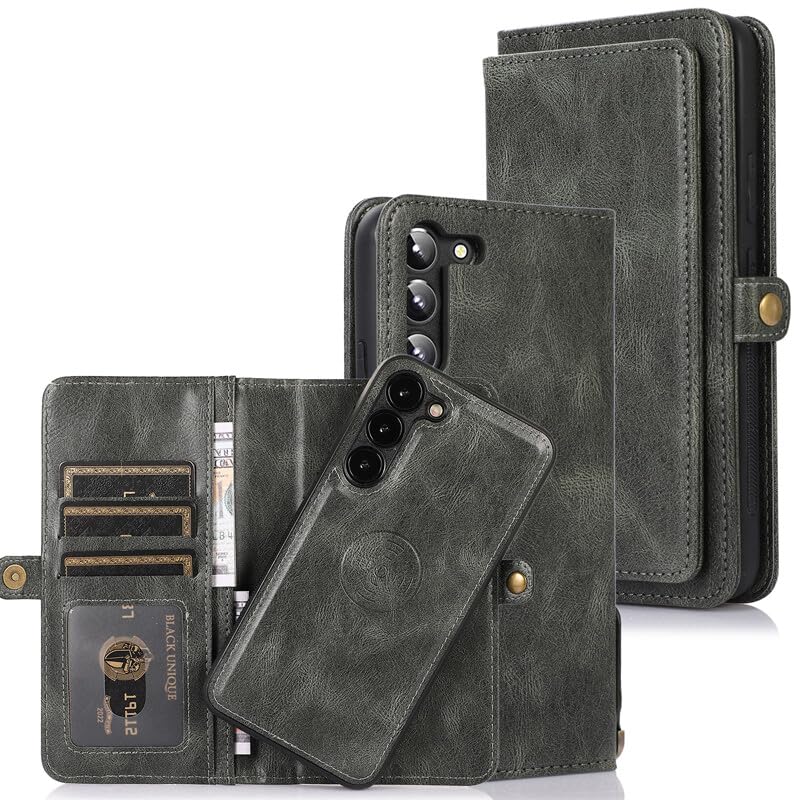 Étui pour Samsung S22 vert抗震防摔 et portefeuille cuir pour tout ranger