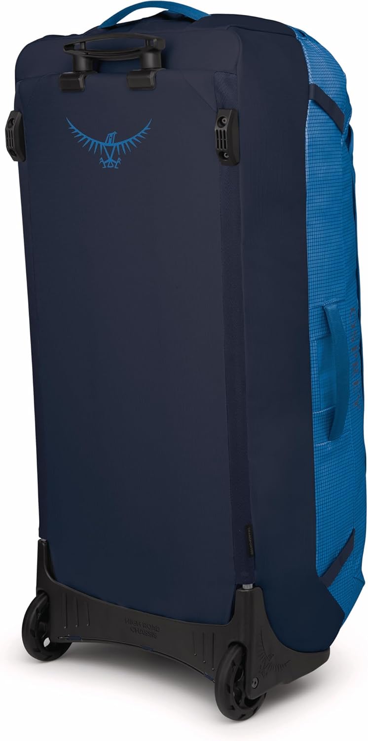 Osprey Transporter 120L Wheeled Travel Duffel Bag - Extra Large Lightweight Rolling Suitcase for Men and Women, Blue Flame/Nocturnal Blue