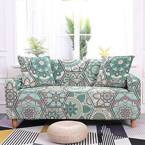 rostsp Fundas para Sofá Funda Seccional Elástica Elástica Estilos Bohemios Patrón De Mandala 1-4 Asientos (Sin Funda De Almohada)-Conjunto 3_4 Plazas 235-300Cmfundas Sofa