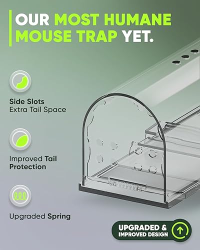 Miniatura 2 de Trampas para Ratones Humanas Motel Mouse Sin Matar 4 Pack - Reutilizable, Fácil de Usar y Limpiar, Liberación sin Tocar, Sensible Incluye Cepillo de