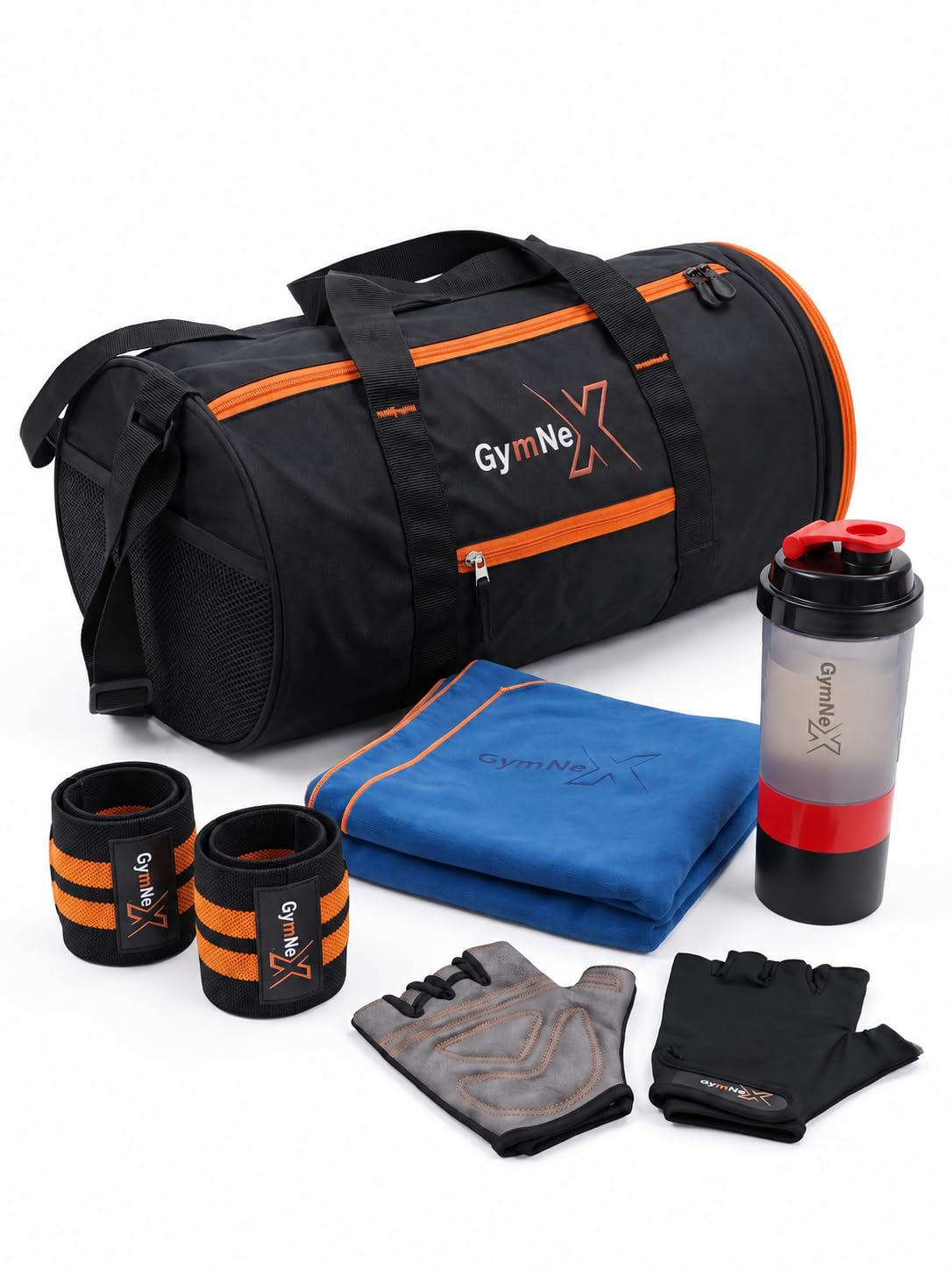 All-in-One Gym Essentials Combo - Midnight Volcano, 18 L Gym Duffel Bag with Shoe Pocket+Wrist Band+Spider 500 ml Protein Shaker+Microfiber Towel+Gym Gloves for Men & Women for Gym & Fitness-image-31