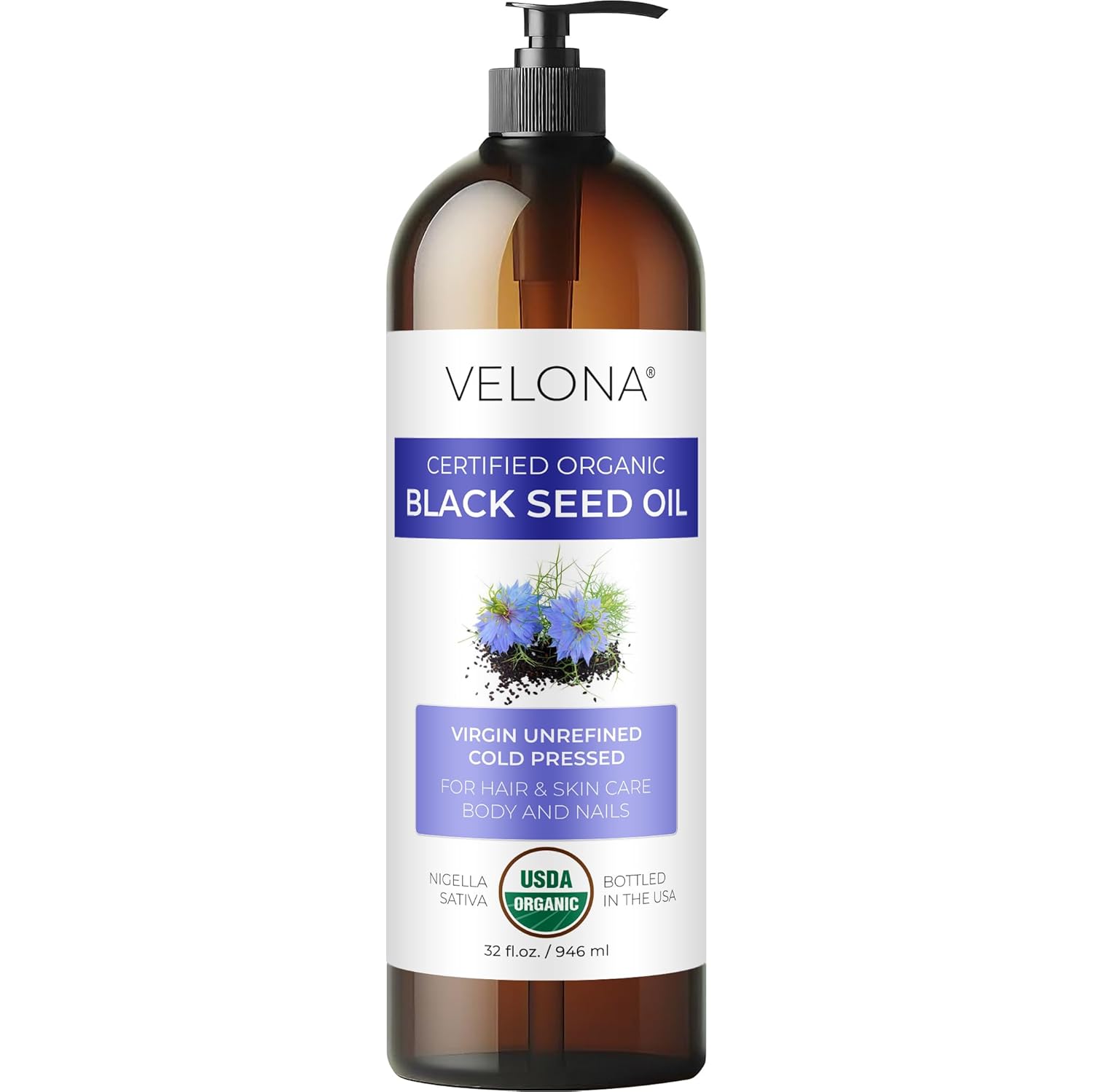 velona Óleo de Semente de Cominho Preto Orgânico Certificado pela USDA – 100 ml | Óleo transportador 100% puro e natural | Não refinado, prensado a frio | Cuidados com o cabelo,…