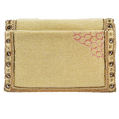 Mary Frances Buzzed Beaded Handbag Bee Embellished Regal-Themed Crossbody Clutch Bag, Gold2