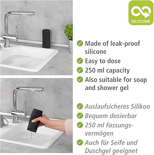 Miniatura 3 de WENKO Easy Squeez-e 54675100 - Dispensador de jabón (0,25 L, nailon de silicona, 2.4 x 5.5 x 2.4 in)