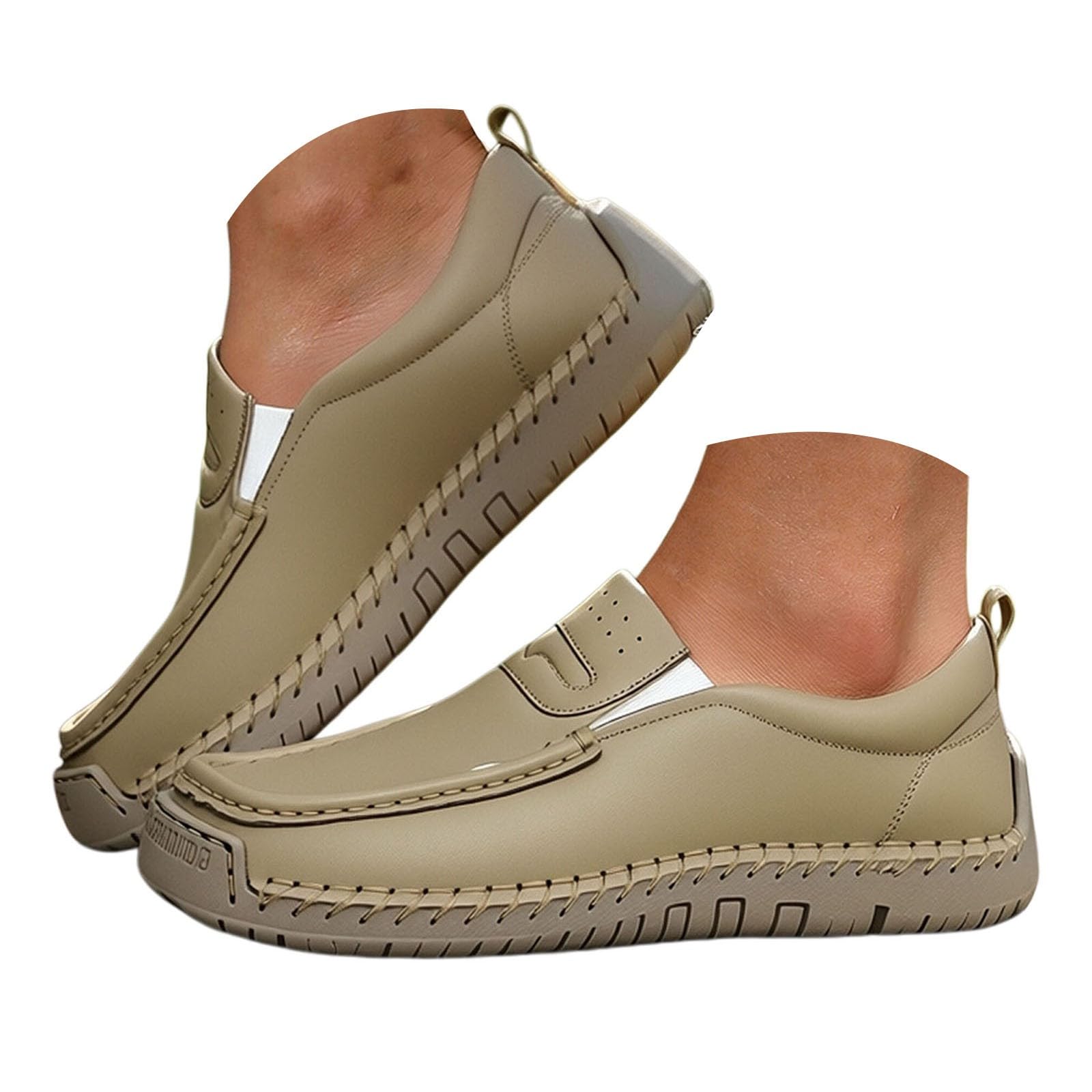 Generisch Slipper - Zapatillas de verano para mujer, de piel, planas
