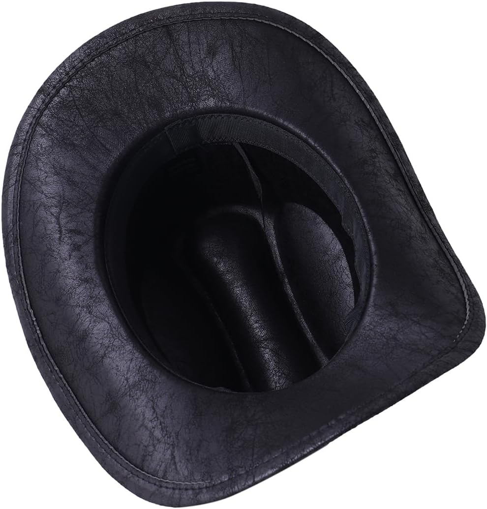 Lanzom Women Men Western Hat Cowboy Hat Cowgirl hat Wide Brim Hat with Lanyard - Image 5