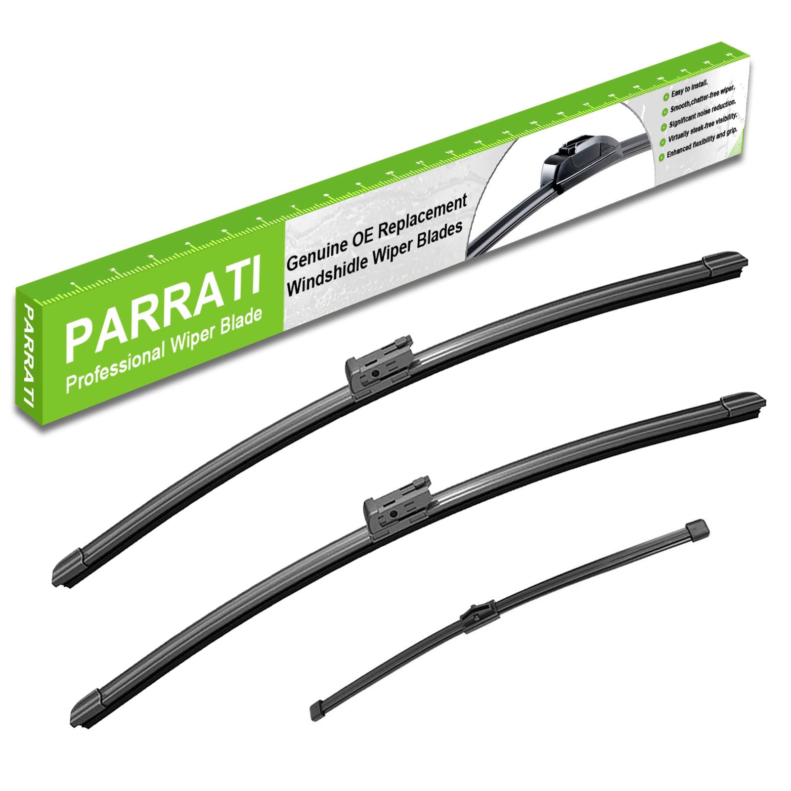 PARRATI® Windshield Wipers for Q7 2016-2023,27"+20" Front and 15" Rear,OEM Replacement Wiper Blades,Quiet & Streak-Free(Set of 3)