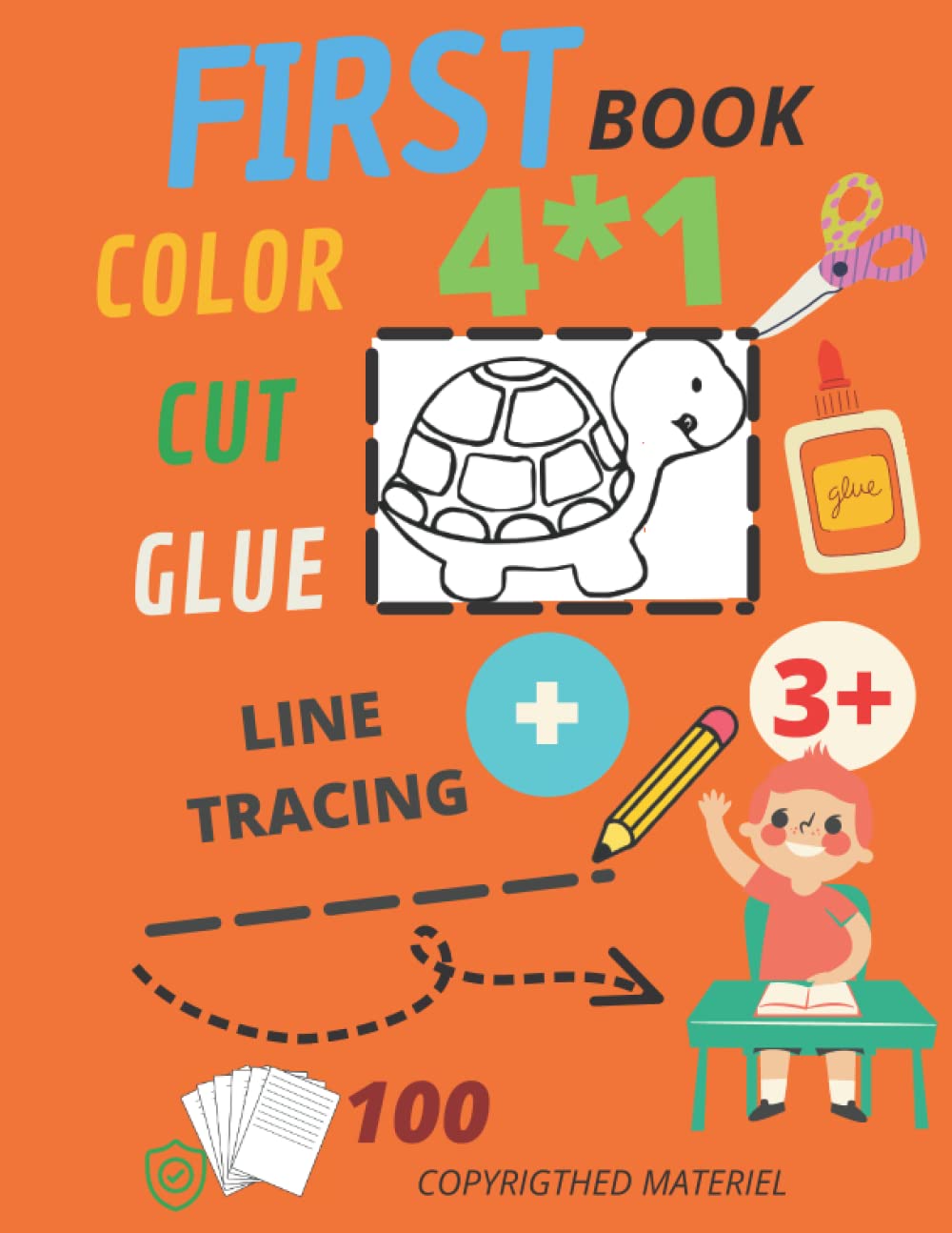Independently published FIRST COLOR CUT GLUE BOOK 4*1/AGES 3+:FUN BOOK FOR KIDS COLOR CUT GLUE & TRACKING LINE-CURVES: activity book