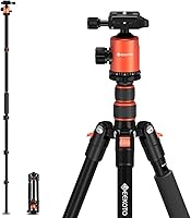 Vista 8 de Geekoto Trípode para Cámara de 73 Pulgadas - Trípode Ligero para DSLR con Cabezal Esférico de 360° y Placa de Liberación Rápida, Soporta hasta 33.07