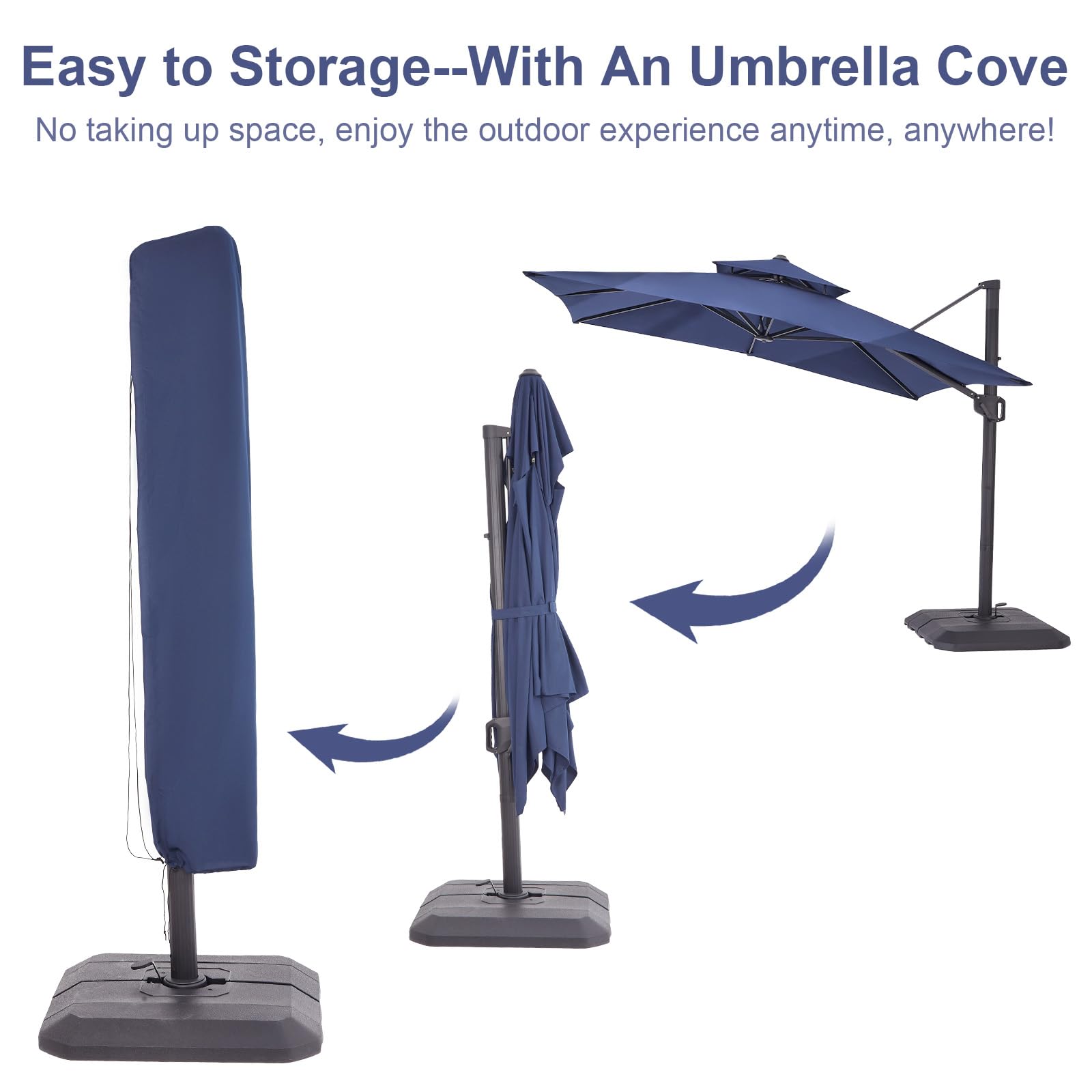 Garvee Parasol De Jardin En Aluminium 300 x 300 cm - Toile Anti-UV 50+, Imperméable, 8 Baleines, Manivelle Réglable, Rotation à 360°, Protection Contre Le Vent - Idéal Pour Terrasse, Balcon, Piscine