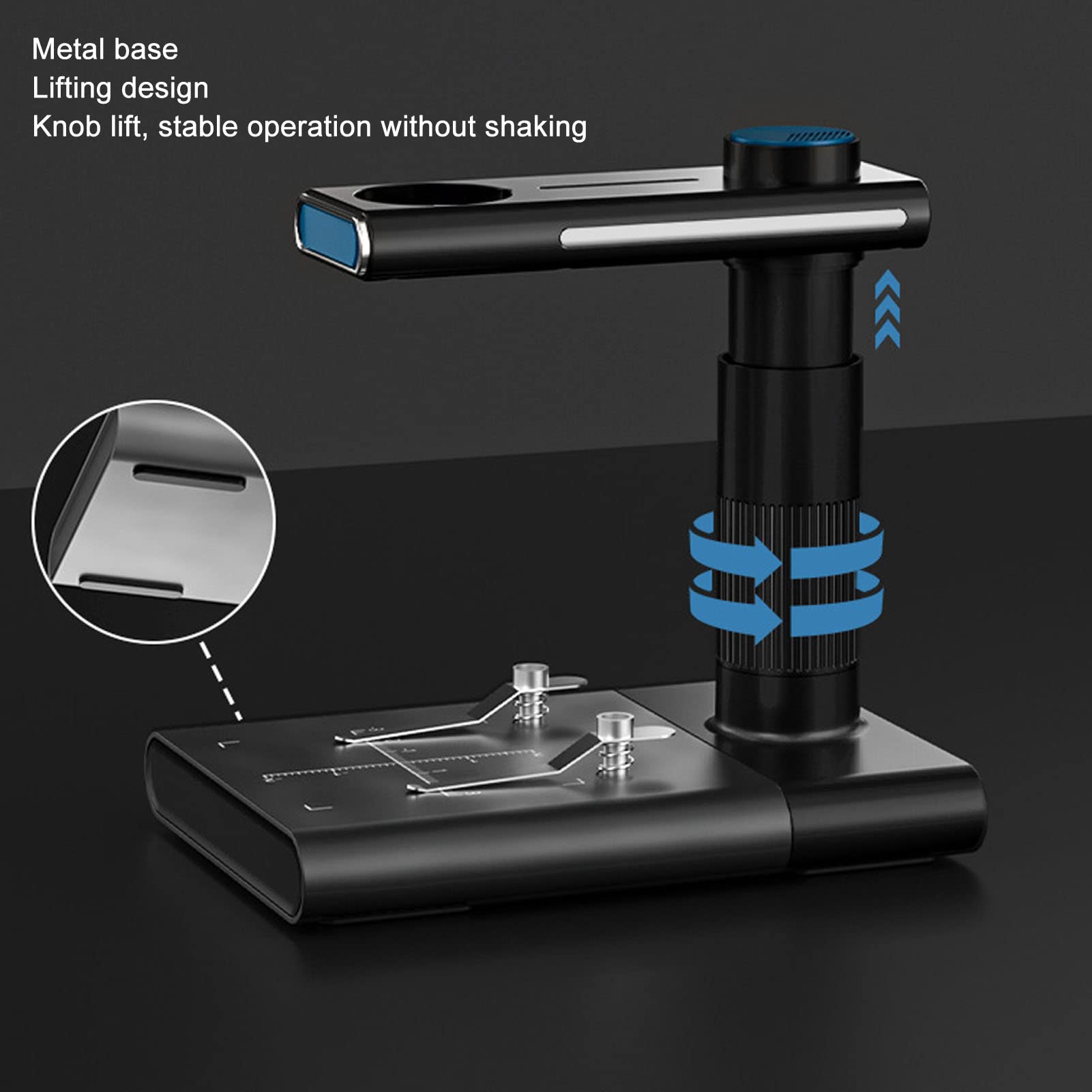 Microscopio Digital WiFi, HD 1080P 50 a 1000X Aumento Inalámbrico USB Portátil Microscopio de Bolsillo Cámara con 8 LED Soporte de Metal Ajustable y Bolsa de Transporte (Negro)