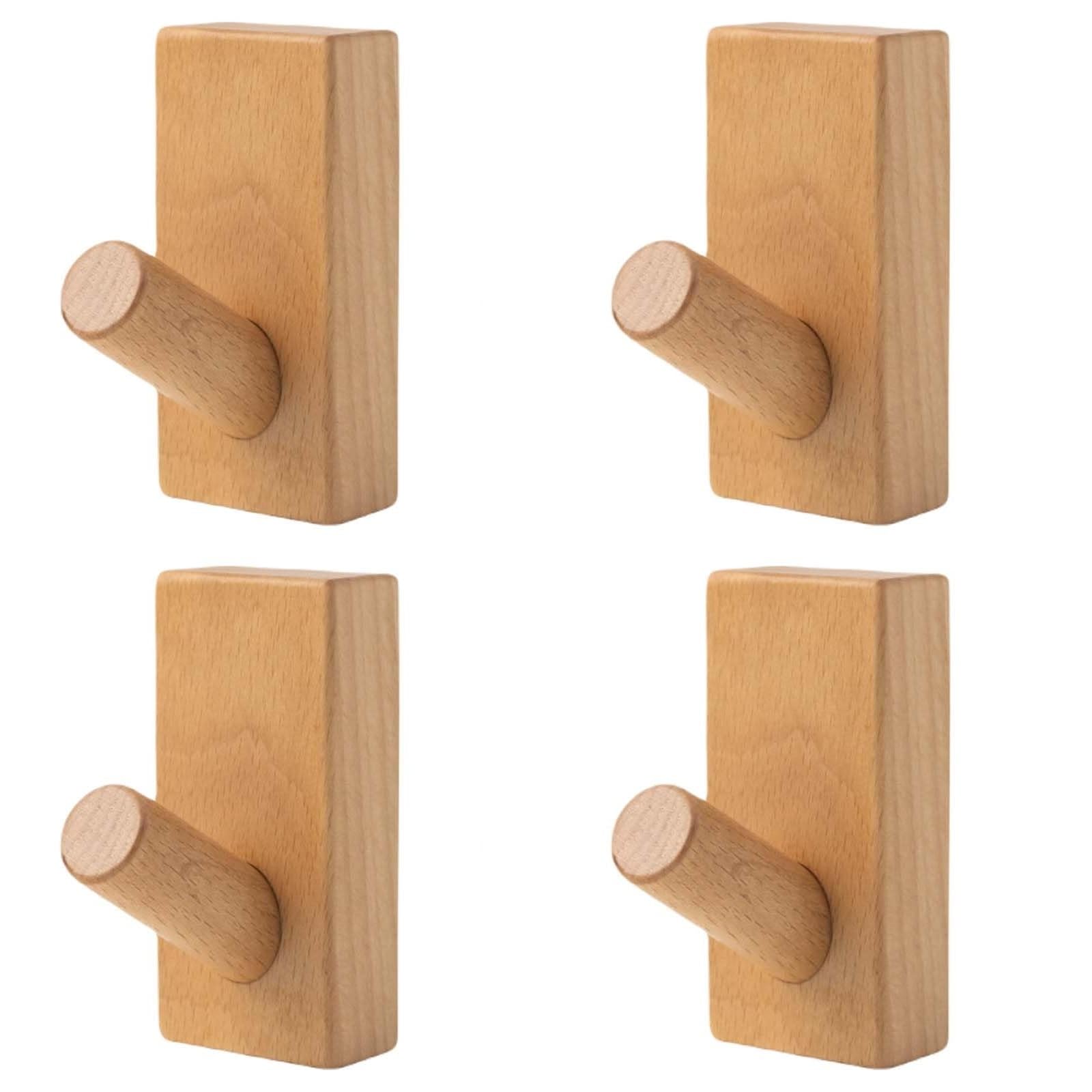 KEXYOAN 6 Pack Natural Wooden Coat Hook Wall Mount Beech Wood Decorative for Hats Bags Backpacks Wallets(Beech,8 * 4cm)