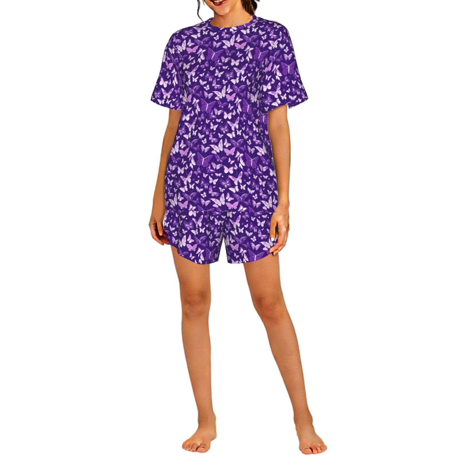 FBGHHTY Purple Butterflies Floral Print