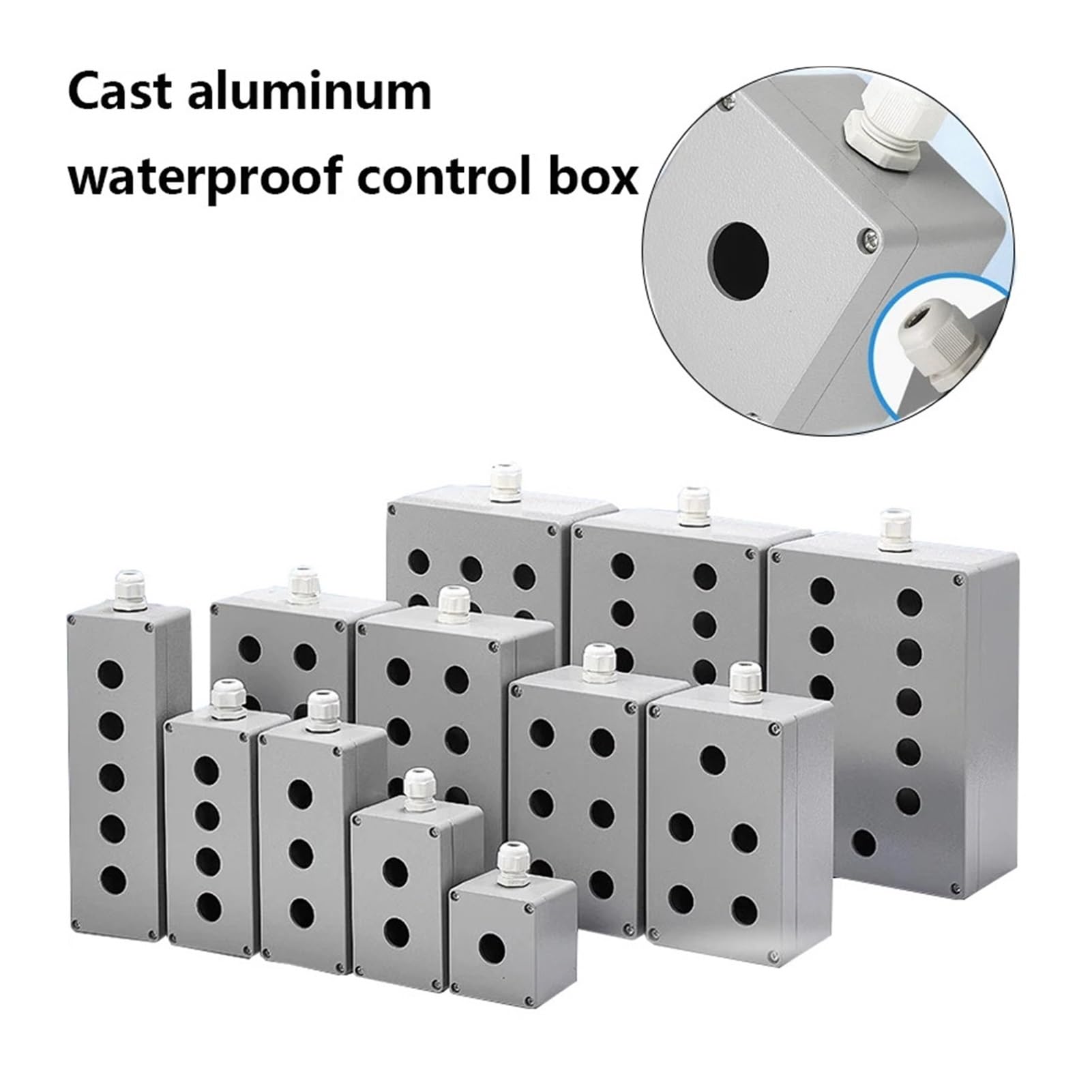 Caja de control con interruptor de botón pulsador Caja de control de interruptor de botón impermeable de aluminio fundido de metal con apertura de 22 mm(Orange)