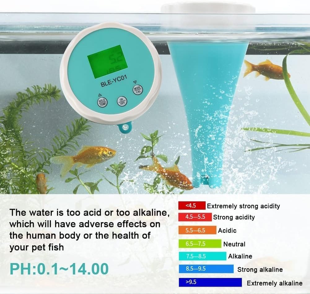 Probador De Calidad De Agua De Piscina con Bluetooth, Monitor Digital De Temperatura Y Cloro, Termómetro 6 En 1 para Piscina, Ph, Cl, EC, Tds, Orp Y Temperatura para Piscinas Y Acuarios.