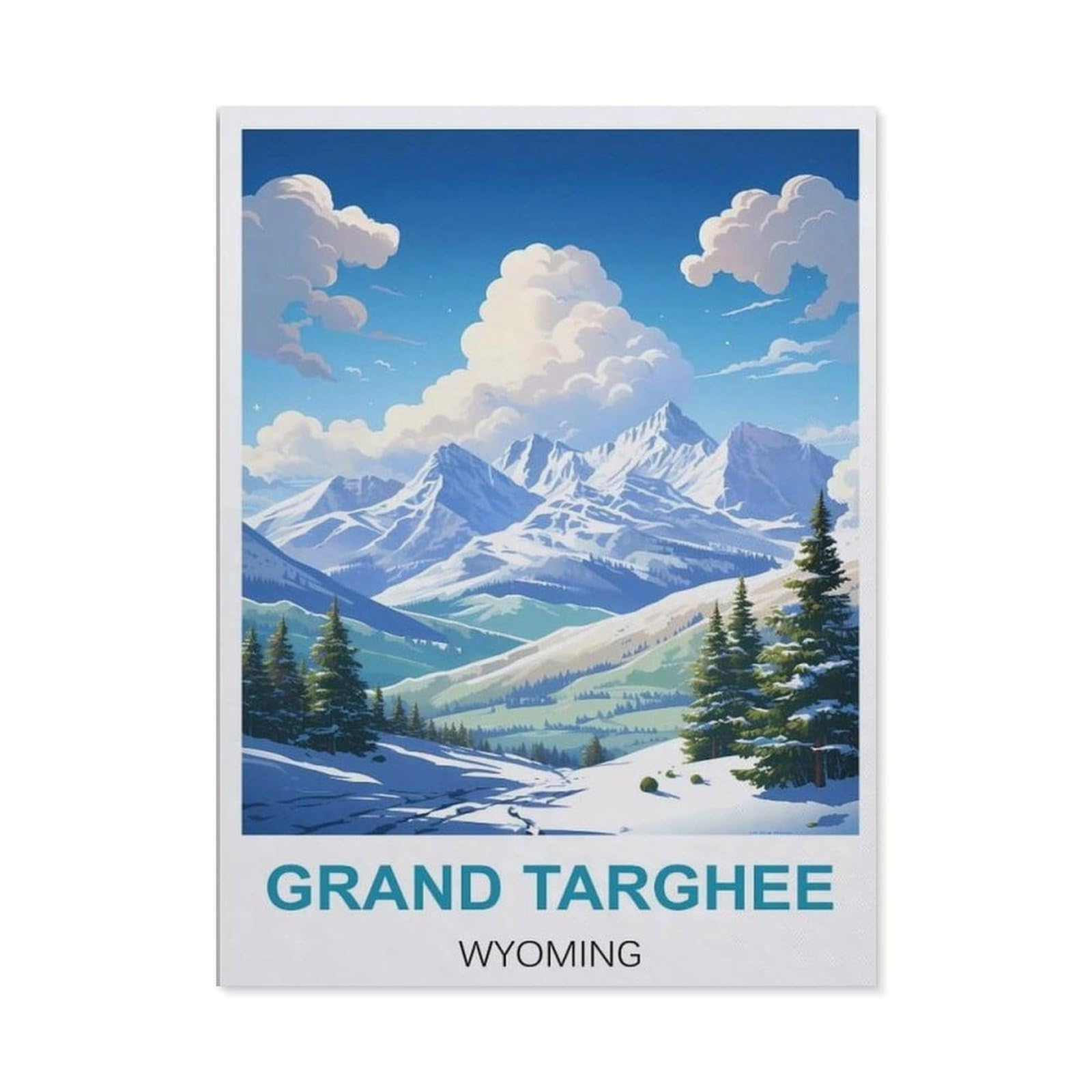 BEAYODKP Diamond Painting，Grand Targhee Wyoming Vintage Travel Posters，Diamond Painting Art Embroidery Cross Stitch Pictures Gift Wall Decoration（30 x 40 cm/11.81 x 15.74 inches）-CB76