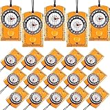Geiserailie 20 Pcs Orienteering Compass Navigation Backpacking Compass Hiking Compass Map Reading Survival Compass Boy Scout Compass for Kids Bulk for Navigation, Survival Outdoor Exploring, Orange