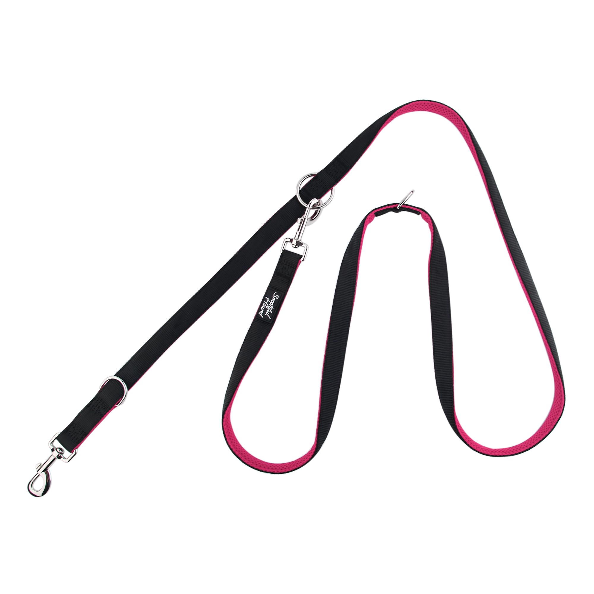 Snootiful Hound Double Ended Dog Lead - Ideal Training Lead - Comfort Mesh Padding - Double Clip Leash - 220cm x 2.5cm (Pink) - Image 2