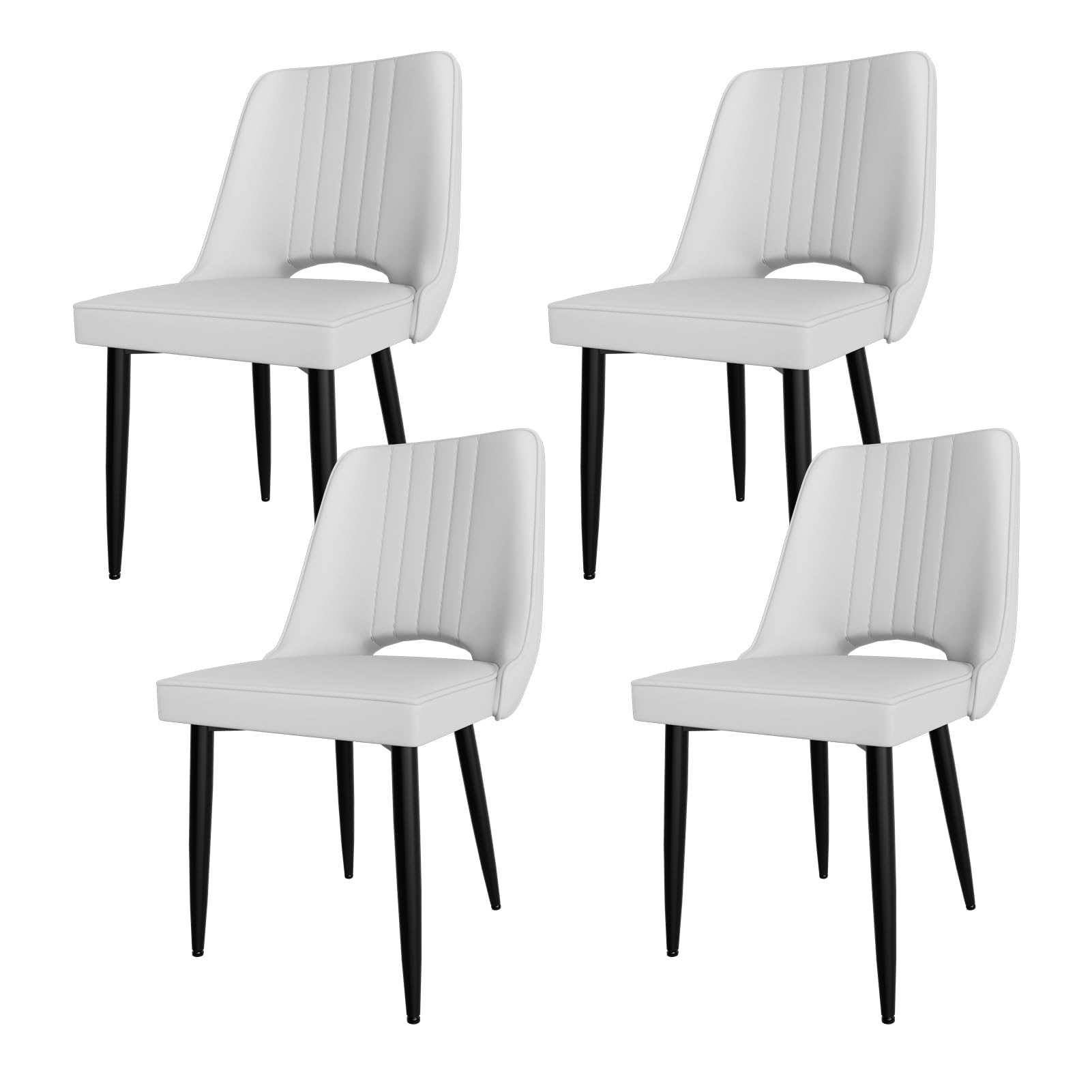 Ailatimogo Sillas de Comedor Pack 4, Mesas y Sillas de Salon Comedor, Sillas de Cocina con Patas de Metal Negro, Diseño de Respaldo Recortado, aptas para Sala de Estar, Dormitorio, Recepción