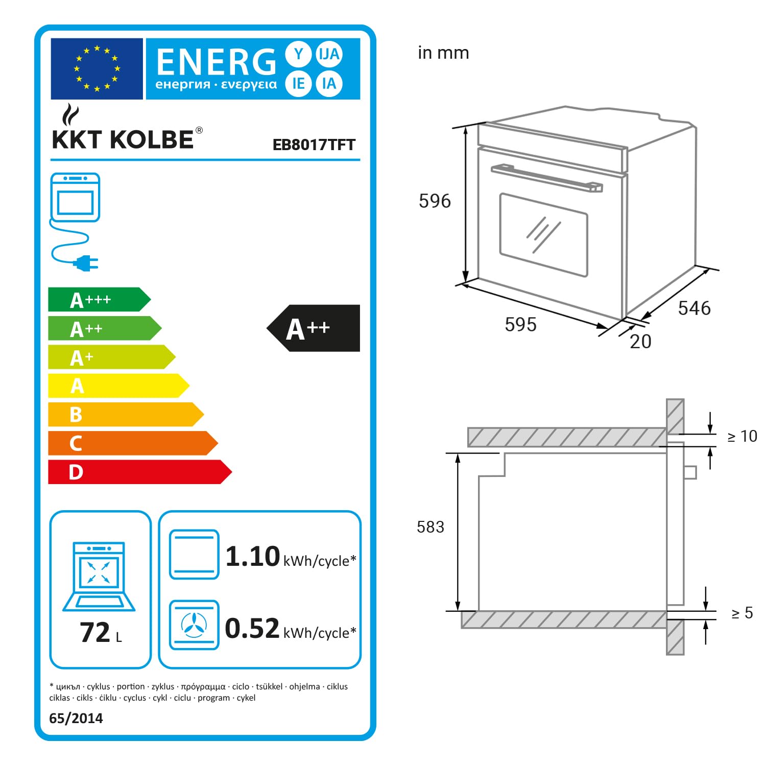 KKT KOLBE Autarkes Herdset 60cm Einbaubackofen EB8017TFT Kochfeld CH5900RL Katalyse Pizzafunktion Umluft Heißluft