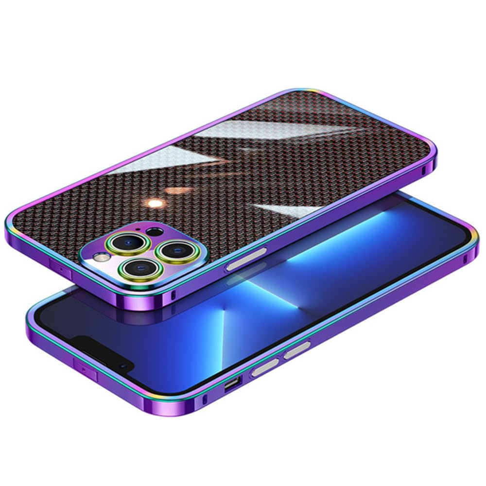 Coque fibre de carbone iPhone 14 couverture rigide pare-chocs acier protection objectif - 7