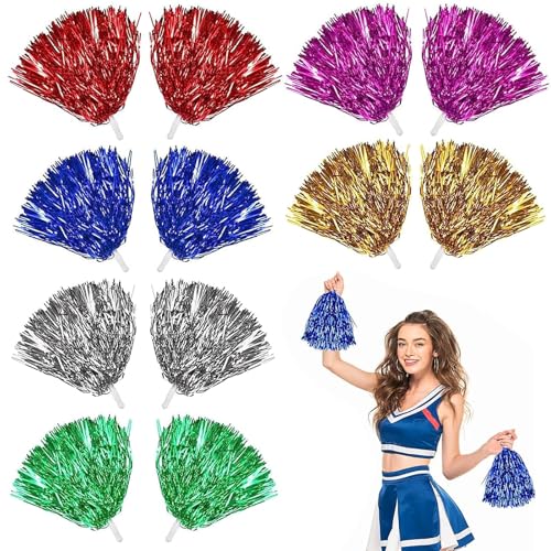ZcrPrn 12 Pcs Pom Poms Cheerleading Pom Poms Cheer Pom Poms for Children Adults Cheerleader Costume Accessory for Sports Meeting Sports Competition Party and Holiday Celebration