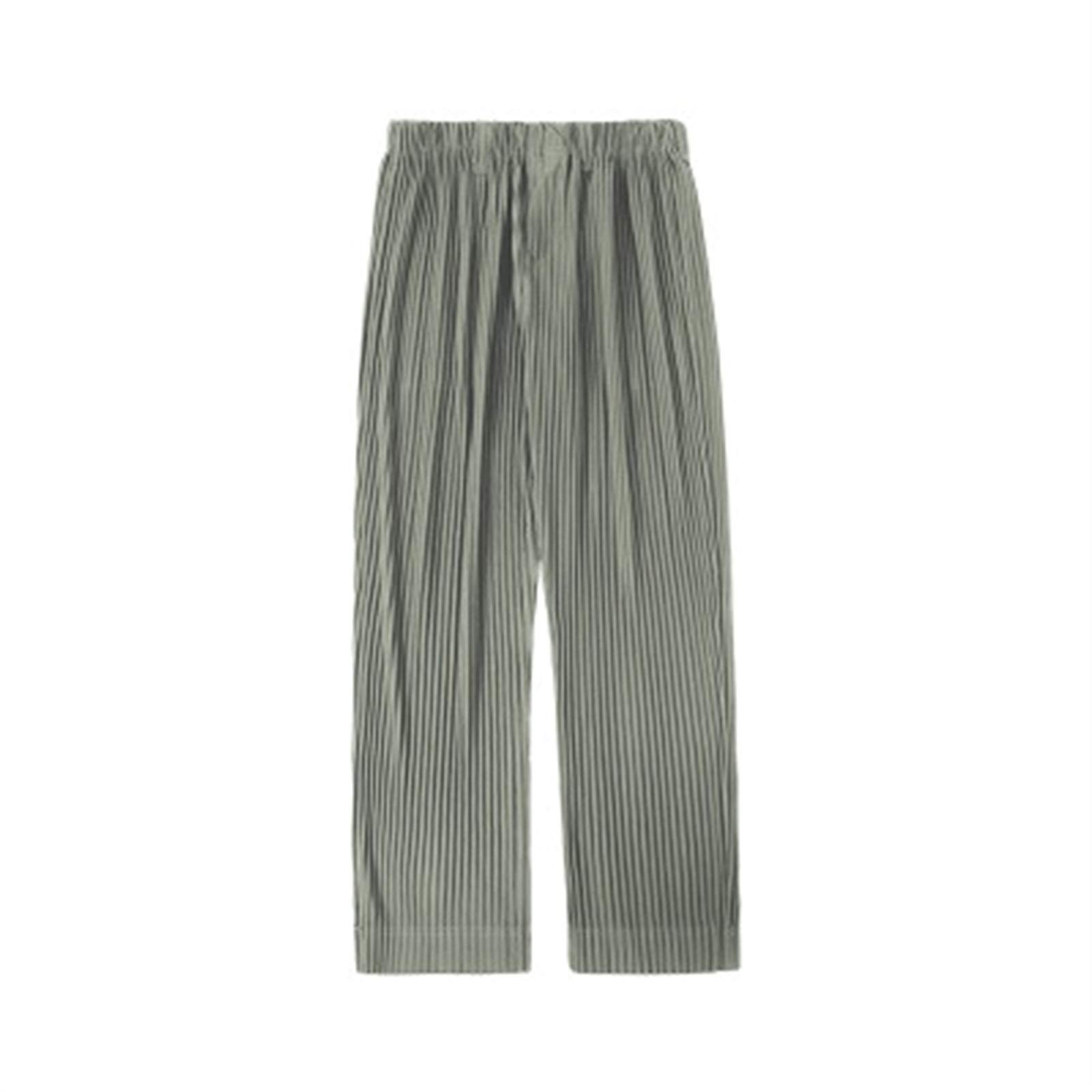 Desgaste De Los Hombres Tela Plegable Tela Fina Suelta Pantalones De Pierna Ancha Plisados ​​Rectos Pantalones Casuales Plisados ​​para Hombre Loose (Color : Light Green, Size : M.)