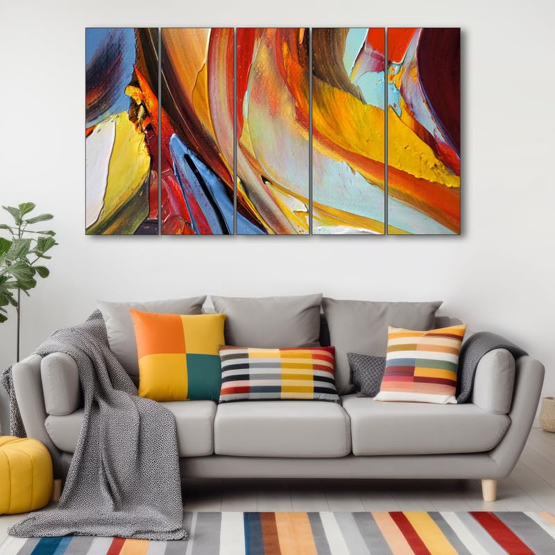 Image of The Castle Decor Abstract art painting with frame Big Size 36x60 Wall art for living room,Bedroom,Drawing room,Hotels-Wooden Framed-681