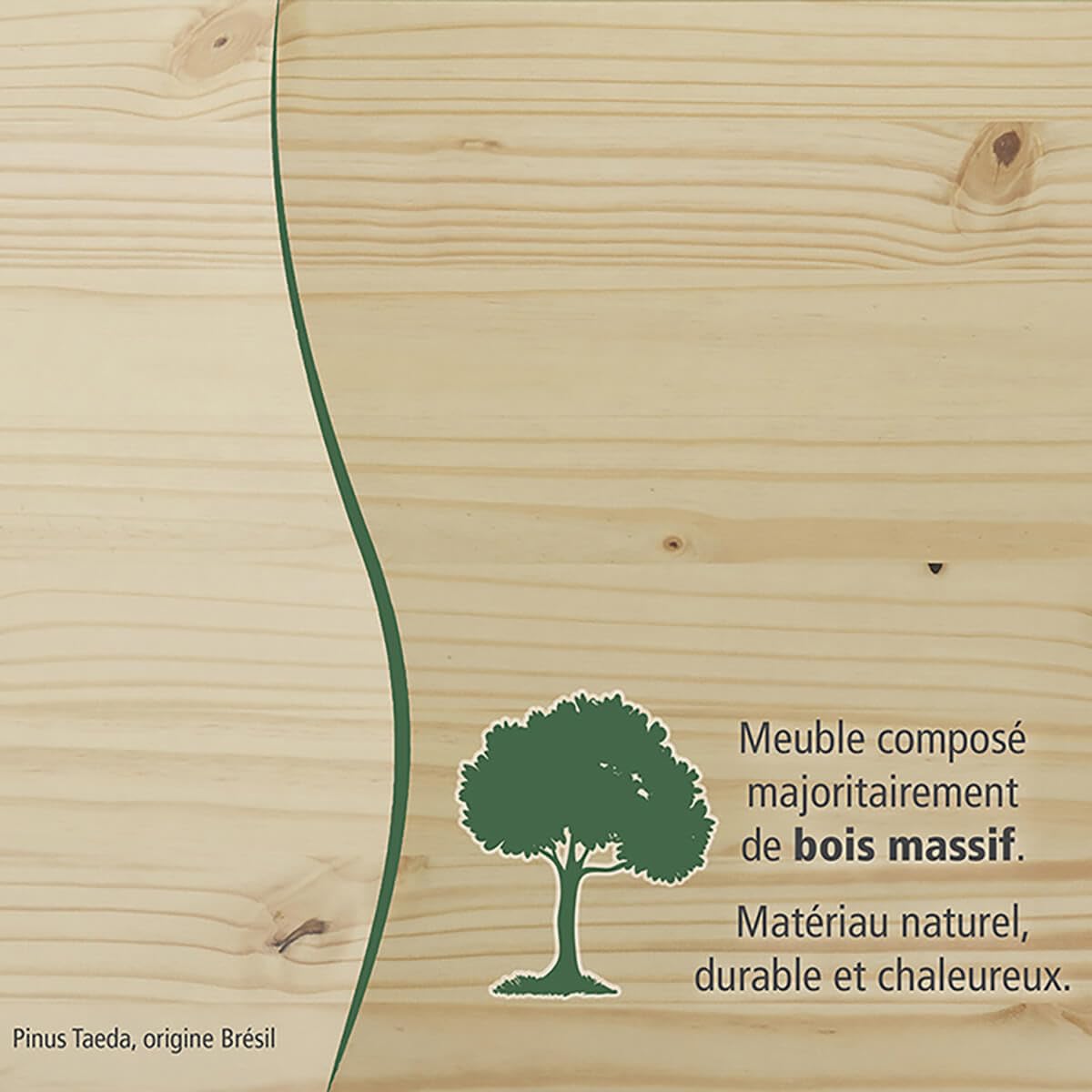 AltoBuy Oliver - Armoire 2 Portes + Penderie Bois Massif Naturel