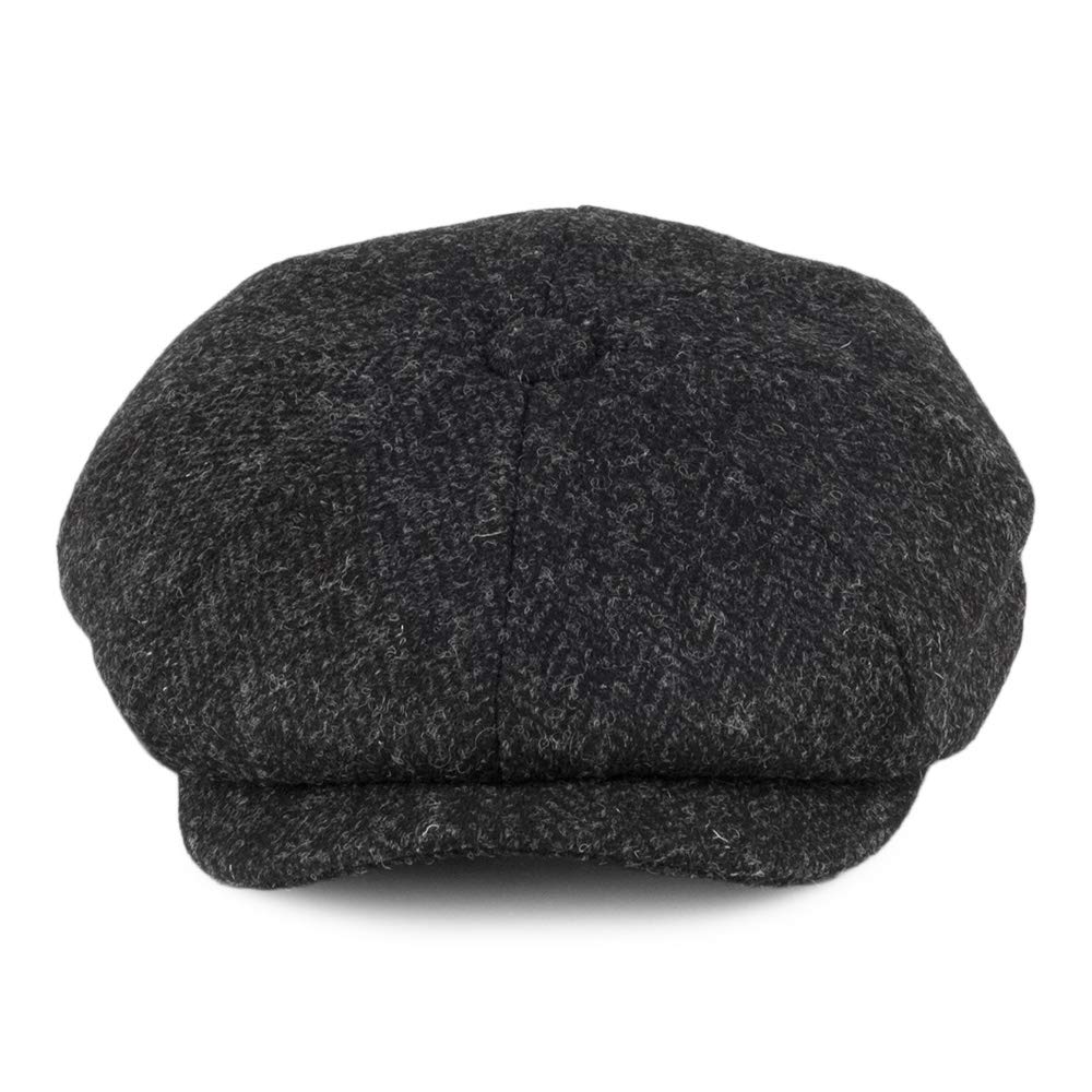 Jaxon & James Taransay Harris Tweed Ballonmütze - Schwarz-Anthrazit