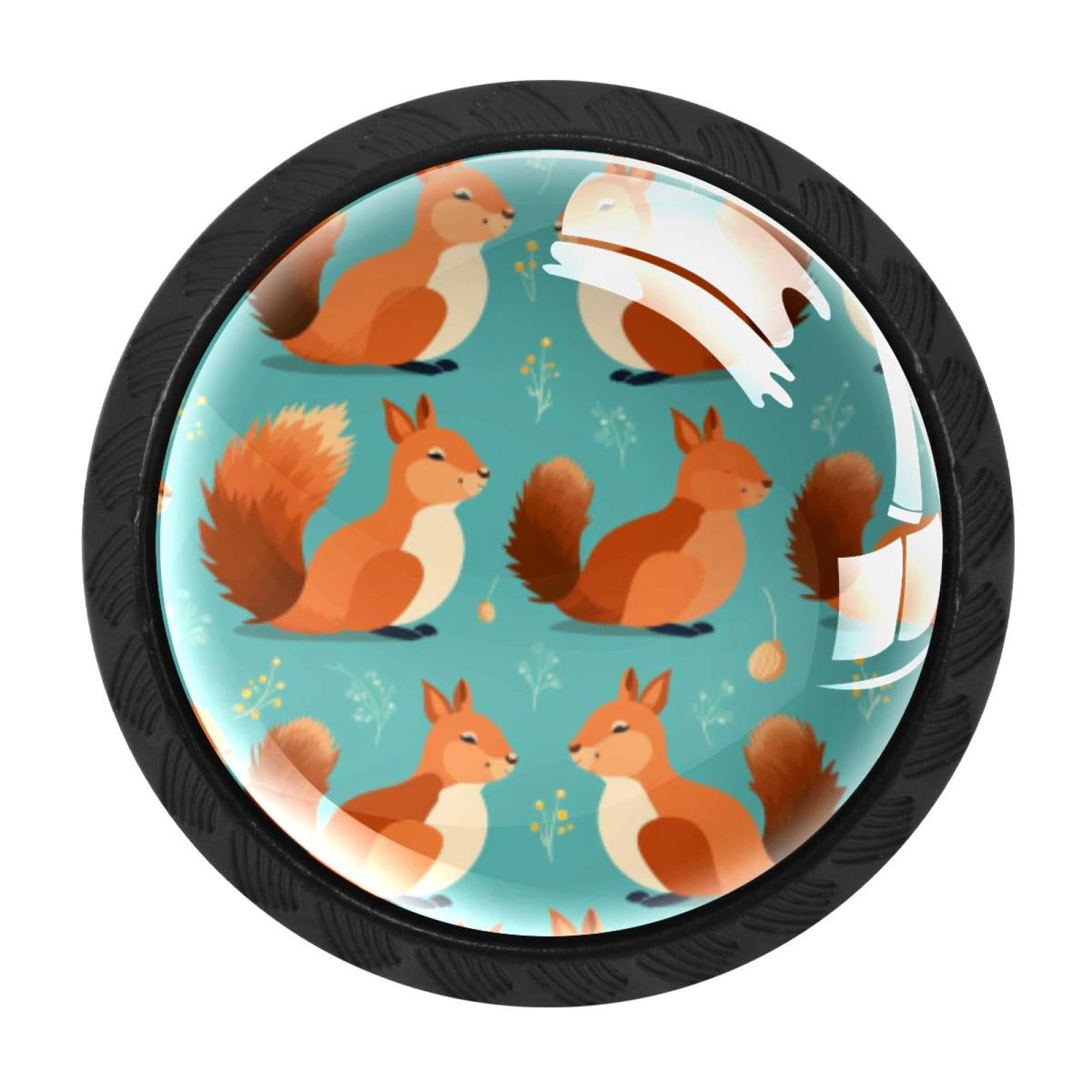 Chenzzzz Multicolored 01 4 Pieces Round Cabinet Knobs Rustic Dresser Knobs, Drawer Cupboard Wardrobe Cabinet Pulls Handles Hardware For Home Kitchen Furniture, Squirrel