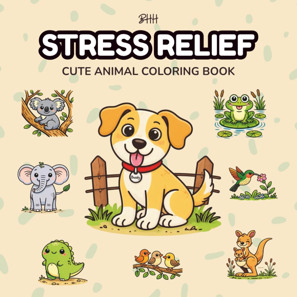 Stress Relief: Cute Animal Coloring Book for Calm and Relaxation for Teens and Adults: Relax and unwind with the beauty of cozy animals