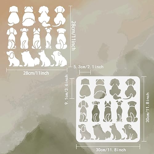 Miniatura 2 de FINGERINSPIRE Plantilla de perro de 11.8 x 11.8 pulgadas, plantilla de plástico para perros, plantillas grandes reutilizables para sentarse en