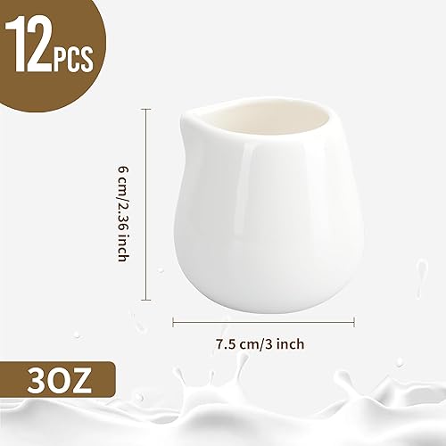 Miniatura 2 de 12 mini crema de cerámica, jarra pequeña de crema de porcelana de 3 onzas, jarra pequeña de jarabe, jarra de crema de café, dispensador de crema,
