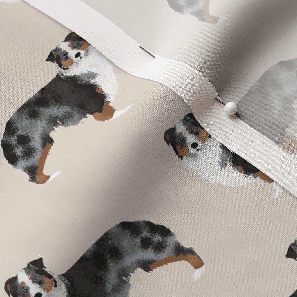 Spoonflower Fabric - Aussie Dogs Australian Shepherds Tan Shepherd Breeds Aussies Printed on Cotton Poplin Fabric by The Yard - Sewing Shirting Quilting Dresses Apparel Crafts