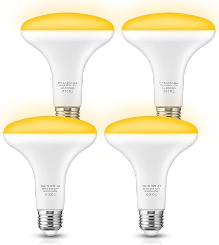 Miniatura 10 de BR30 Bombillas LED amarillas para exteriores, equivalente a 65 W, bombilla amarilla ámbar de 11 W, luces LED de inundación que no atraen insectos,