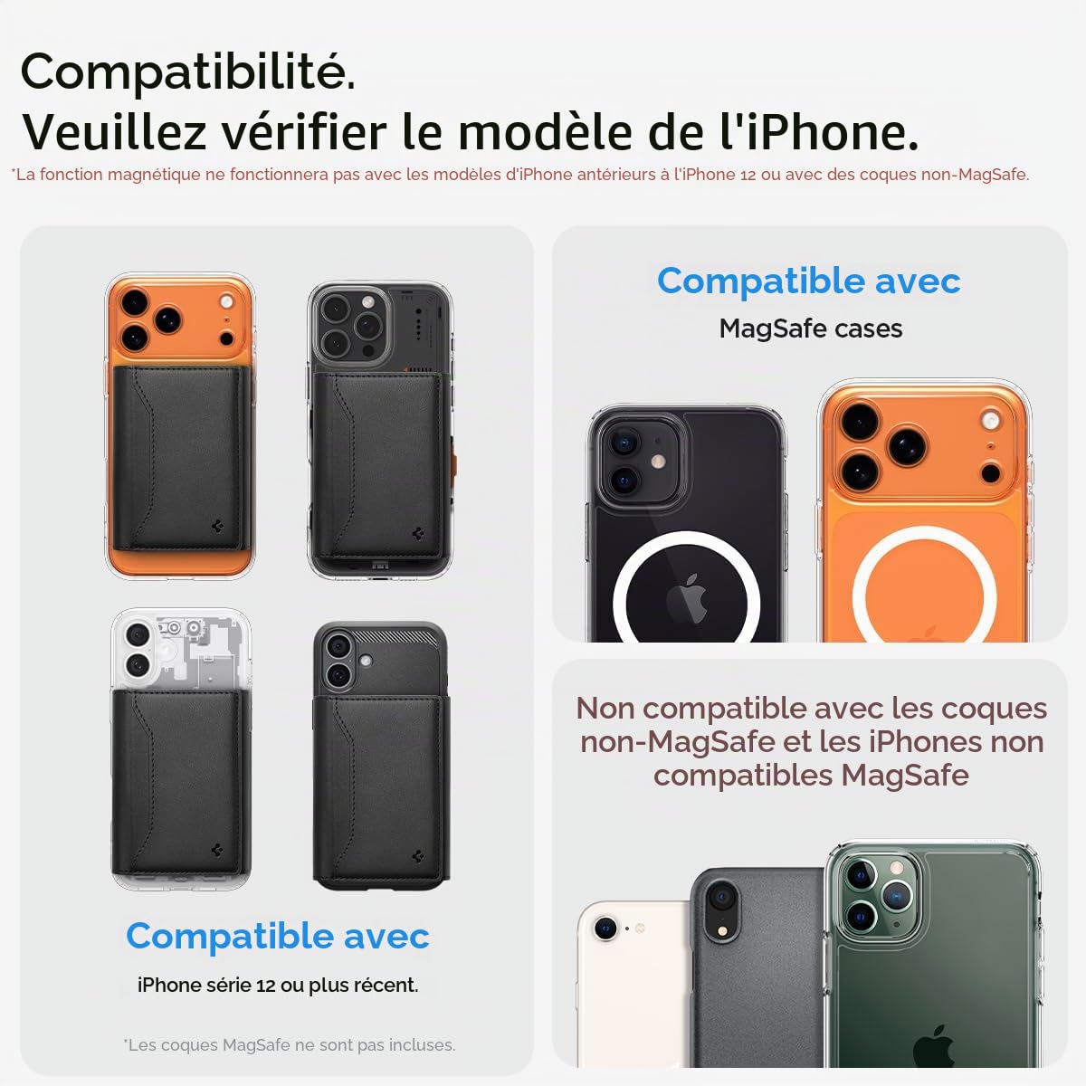 Spigen Valentinus S MagFit+ Porte-Cartes Magnétique 7 Cartes avec Protection RFID conçu pour MagSafe Compatible avec Les Modèles iPhone 17/16/15/14/13/12 - Noir