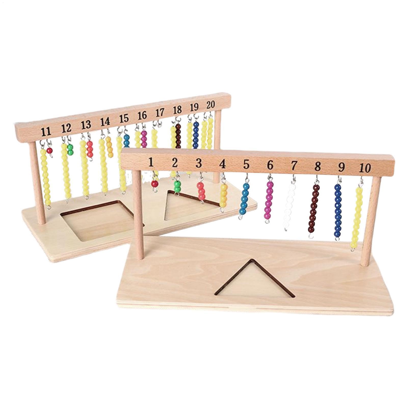 Perlas Matemáticas Montessori – Soporte De Madera Duradera De 1 A 20 Perlas, Juego Educativo Matemático Montessori, Ábaco De Contaje De Madera Para Niños, Herramienta De Aprendizaje Práctica Con