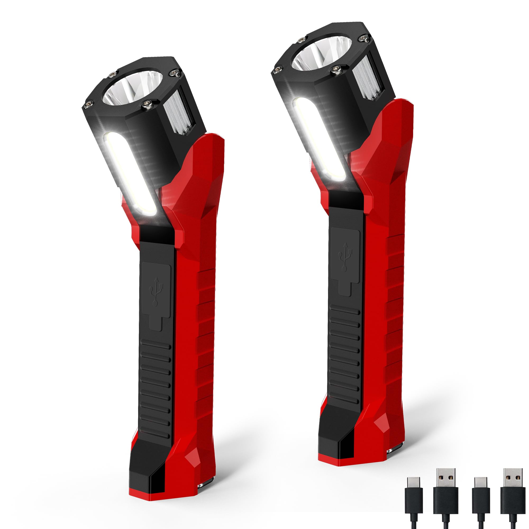 Anhay Wiederaufladbare Arbeitsleuchte, 1200 Lumen LED Arbeitsleuchten mit 160° Schwenkkopf, Magnetfuß & Haken, 6 Beleuchtungsmodi Magnetisches Arbeitslicht für Autoreparaturen, Notfälle, 2 Pack