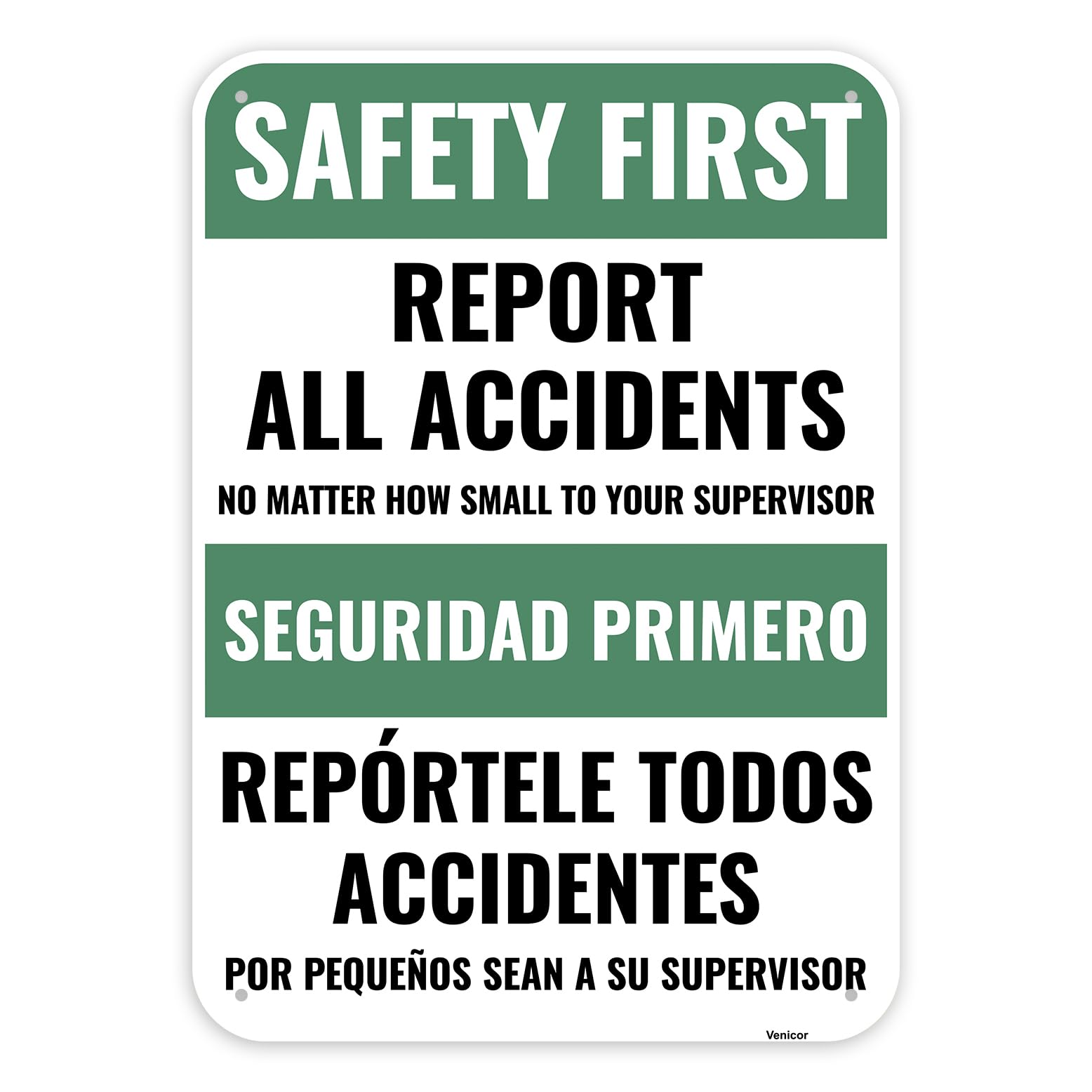 1PC Safety Sign, 14 x 10 Inches - Aluminum - Safety Decorations Posters For Workplace - Bilingual Spanish