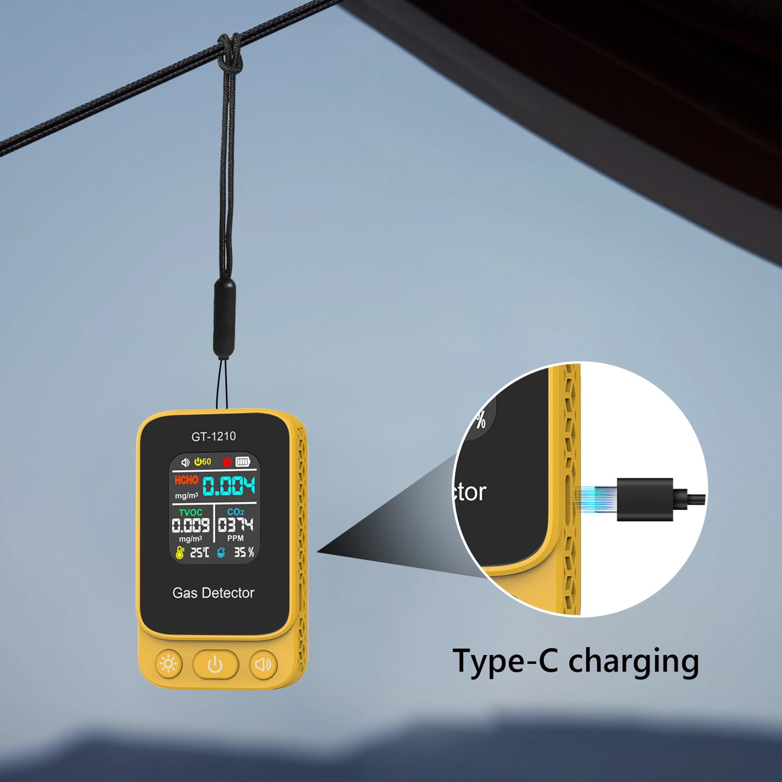 Luftqualitätsmonitor Kohlendioxidsensor Luftqualitätssensor mit Temperatur und Luftfeuchtigkeit für Zuhause Schlafzimmer Auto Hotel Schule